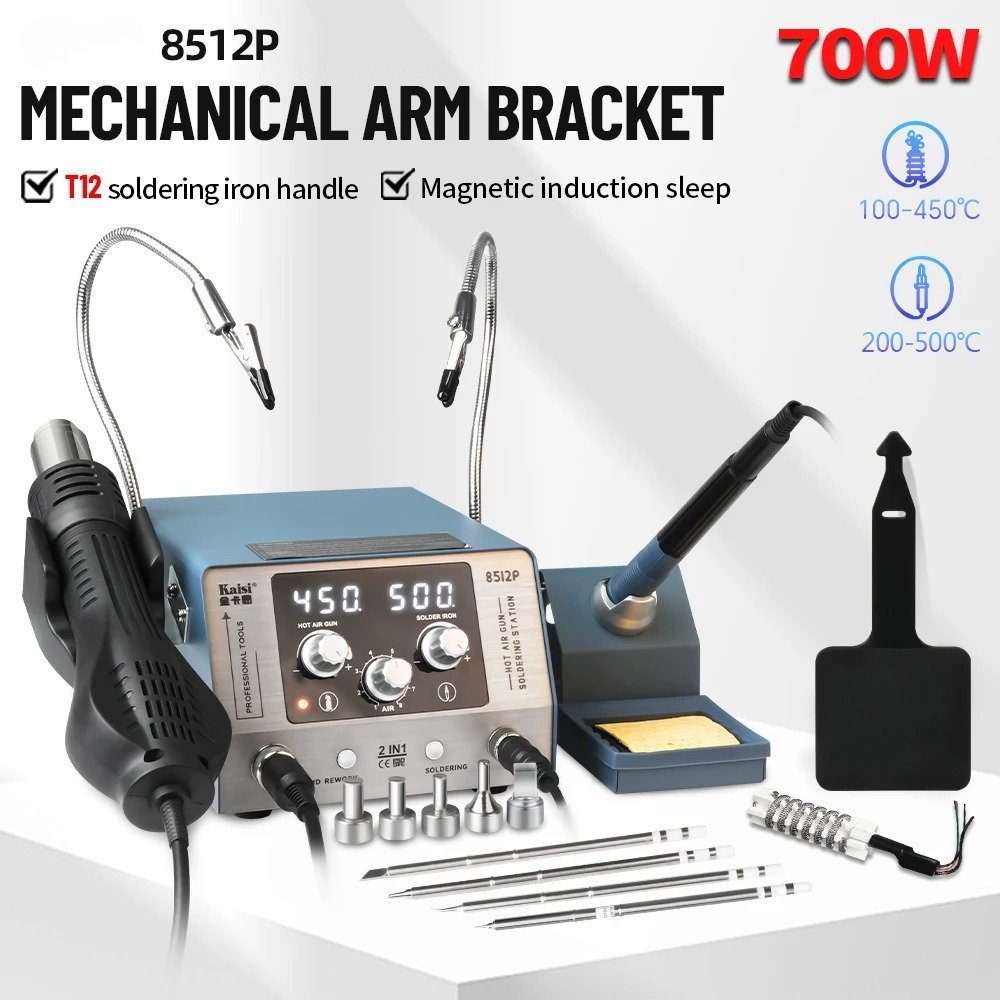 700W 2 in 1 Hot Air Soldering  - đánh giá và giá Hot Air Rework Station T12
