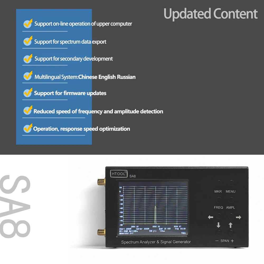 HTOOL SA8 Spectrum Analyzer 35 - đánh giá và giá Signal Generator Spectrum Analyzer